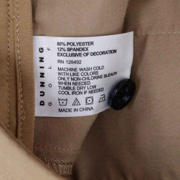 dunning pants Mens 32 everbest golf flat front tan pants stretch 34x32 - Picture 12 of 13